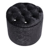 Crushed Velvet Pouffe Footstool Chairs Diamante Dressing Table Foot Stools Black