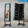 Lockable Jewelry Organizer Freestanding Jewelry Cabinet w/Full-Length Mirror