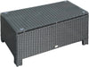 Rattan Garden Coffee Table with Tempered Glass Top Outdoor Patio Furniture Grey