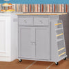 Kitchen Trolley Cart Rolling Island Cart Serving Cart W/ Storage Shelf & Drawer