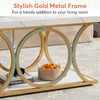 Rectangle Coffee Table, 2-Tier Faux Marble Wood Coffee Table with Metal Legs