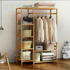 Bamboo Wooden Clothes Rail Hanging Rack Garment Display Stand w/ Dustproof Cover