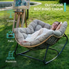 Garden Outdoor Rocking Chair Large Metal Frame Thick Padding Beige