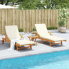 Brokky Loungers 2 pcs with Table Solid Wood Acacia, Bed Chair with High T8O7
