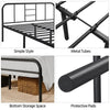 4ft6 Double Bed Frame, Strong Metal Bed Frame with Headboard, Black