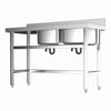 Catering Sink Stainless Steel Double Bowl Commercial Kitchen Left Hand Drainer
