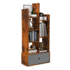 7 Tier Bookshelf Open Storage Wood Bookcase Organizer Display Shelf w/ Drawer
