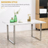 White Modern Large Dining Room Table Kitchen Table Marble Effect Top Steel Legs