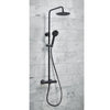 Matt Black Round Thermostatic Shower Kit Basin Tap Waterfall Bath Filler & Waste