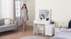 LED Light Vanity Dressing Table Set Bedroom Makeup Desk With Mirror Drawer Stool