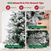 COSTWAY 6 FT Pre-lit Artificial Christmas Tree Snow-flocked Xmas Tree
