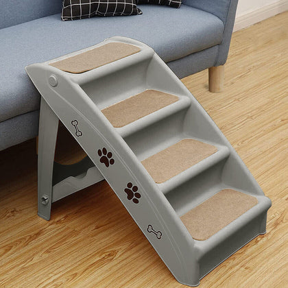4 Steps Folding Portable Dog Ramp Stair Sofa Bed Climbing Ladder for Pet Dog Cat