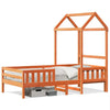 Bed Frame with Roof Wax Brown 80x200 Solid Wood Pine V8B3
