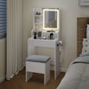 Modern Dressing Table Set LED Mirror Vanity Desk Stool with Charging Station