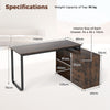 Modern Simple Study Writing Desk Heavy-duty Metal Frame Workstation-Coffee