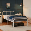 3ft Single Metal Bed Frame with High Headboard Strong Iron Platform Bed White