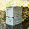 60L Collapsible Car Boot Storage Box With 3 Door Open & Wooden Board Table Tray