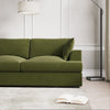 Green Velvet L Shaped Sofa 3 Seater Left Hand Facing Saddle Arms Modern Style