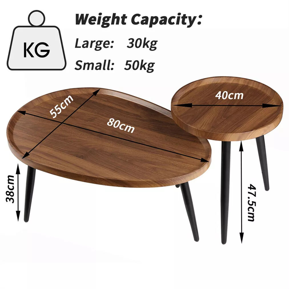Set of 2 Nesting Tables Stackable Side Table Industrial Living Room Furniture UK