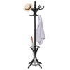 Freestanding Coat Rack Wooden Coat Tree Hat Hanger Standing Rack w/12 Hook Black