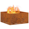 Fire Pit Square 60x60x30 cm Weathering Steel