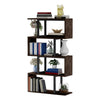 5-Tier S-Shaped Bookcase, Freestanding Bookshelf, Brown, 145cm High