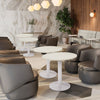 Modern Wood Grain Bar Table with Square/Round Tabletop and Metal Base Home Pub
