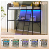 High Sleeper Bunk Bed Loft Cabin Bed Metal Frame Desk Kids Single With LED Black