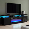 Black Media TV Stand Cabinet w/ 36" Electric Fireplace & 12 LED Lights Furniture