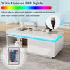 High Gloss LED Coffee Table with Drawer, Open Display Shelf and RGB Led Lights