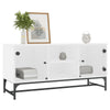 White Engineered Wood TV Cabinet with Glass Doors - Media Unit/Stand for R0O1