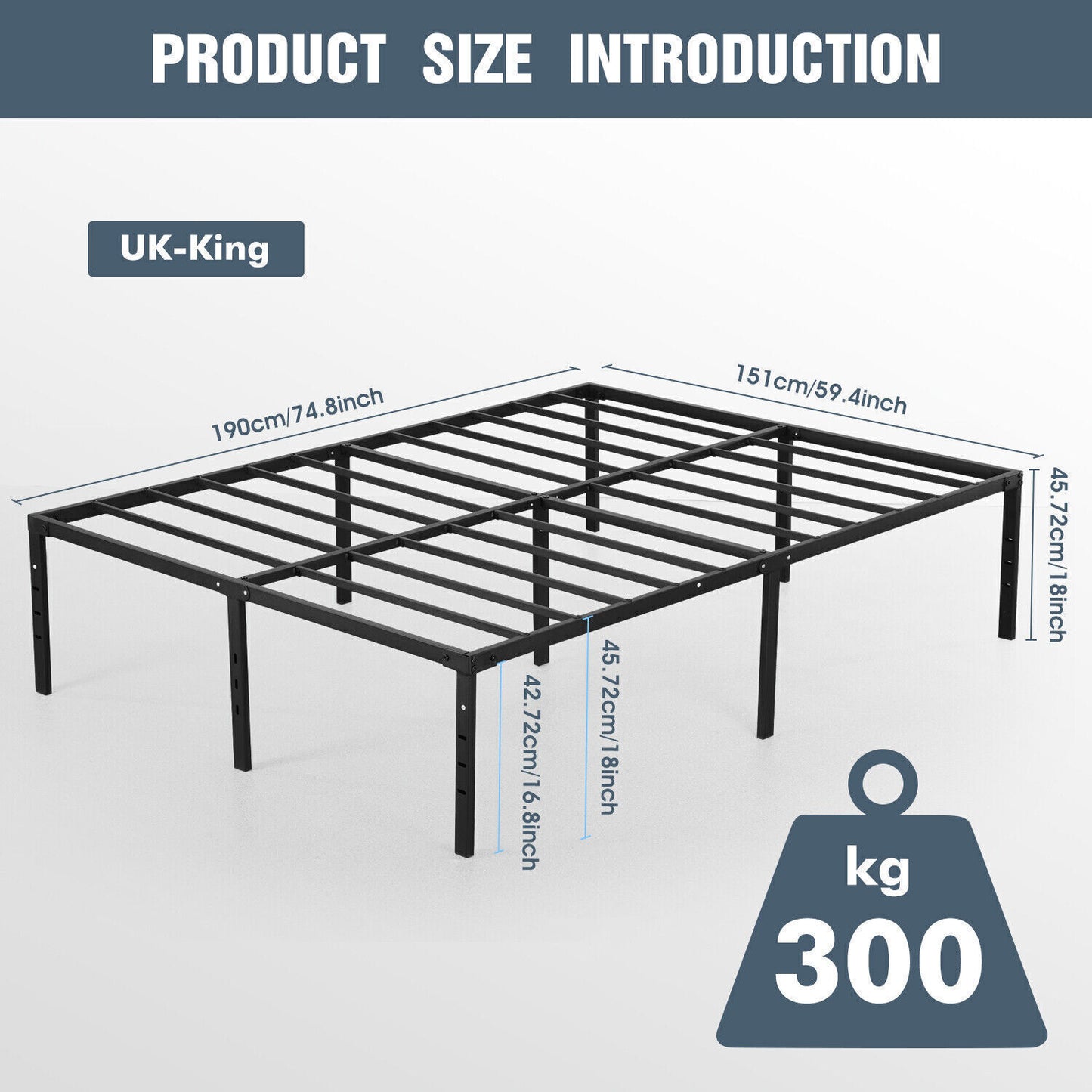 Metal Bed Frame Single/Double/King Size Bed Platform 3ft 4ft6 5ft Bed Base UK