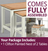 Nest of Tables, 2 Off White Painted Oak Sofa Side Tables, Nesting Coffee Tables