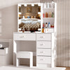 Dressing Table With 7 Drawers Mirror Stool Set Makeup Desk Vanity Table Bedroom