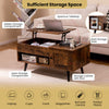 Pull up Coffee Table Home Office Flip Top Center Table w/Open Shelf-Coffee