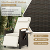 Outdoor Rattan Recliner Chair Wicker Reclining Lounge Chair w/ Armrests White