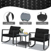 3 Pieces Outdoor Rocking Bistro Set PE Rattan Rocking Chair Set with Cushions