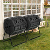 Large Garden Compost Bin Dual Tumbler Rotating Outdoor Composter w/ Sliding Door