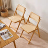 2x Kitchen Dining Room Rattan Chair Space Saving Foldable Side Chair Guest Seat