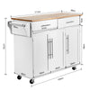 Kitchen Island Kitchen Trolley Cart with Knife Block-White