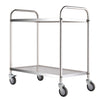 2 Tier Stainless Steel Catering Trolley Food Dinner Service Cart On Wheels 3FT