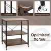 Coffee Cart Shelf Organizer Kitchen Rolling Cart-Dark Brown