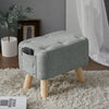 Chesterfield Upholstered Buttoned Footstool Pouffe Foot Stool Linen Bench Seat