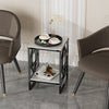 Real Marble Coffee Table Living Room End Side Table Bedside Furniture Black Legs