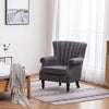 Upholstered Linen Fabric Armchair Wingback Scallop Chair Rivet Lounge Sofa Seat
