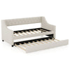 Linen Upholstered Daybed Single Size Trundle Bed Sofa Bed Frame