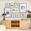 Wood Fireplace TV Stand Double Doors & Open Shelves Modern Console Cabinet 160cm