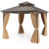 290 x 290 cm Hardtop Gazebo w/Aluminum Frame-Coffee