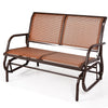 Outdoor Swing Glider Chair Cozy Patio Bench Steel Rocking Garden Loveseat Brown