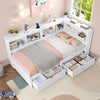Daybed with 2 Drawers & Storage Compartments 3ft Single Wooden Bed Frame, White